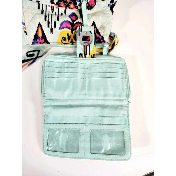 Vera Bradley Hipster Crossbody Purse Pueblo Teal Quilted Bag W/ Matching… - Picture 9 of 12